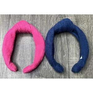 Lot Of 2 Born In The Sun Dark Blue + Pink Knotted Terry Cloth Towel Headband